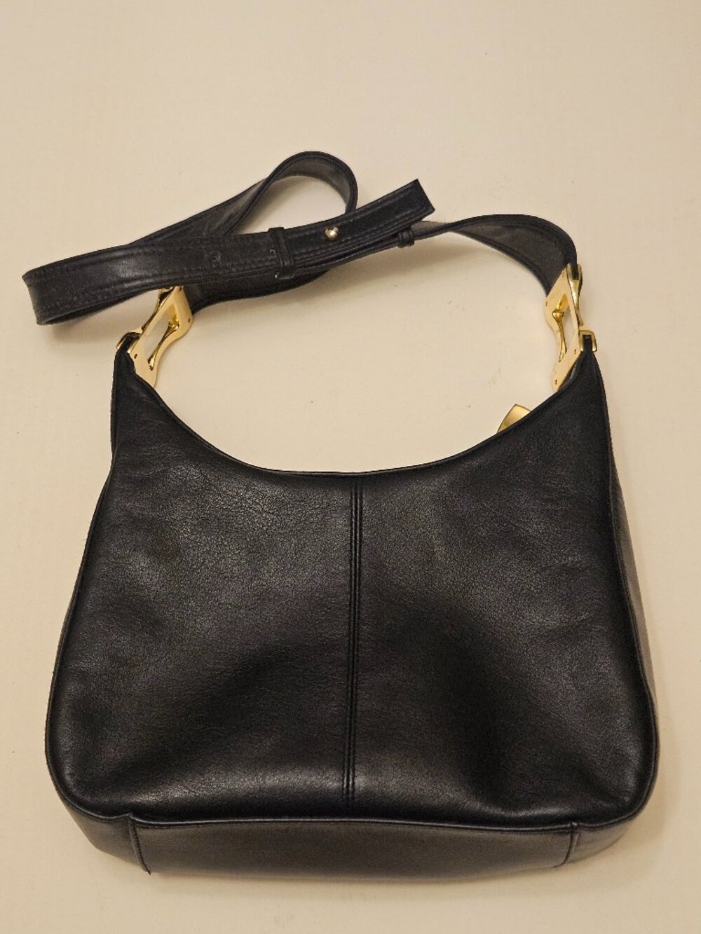 Coletta Black Calfskin Hobo/Crossbody Bag. Adjustable Strap